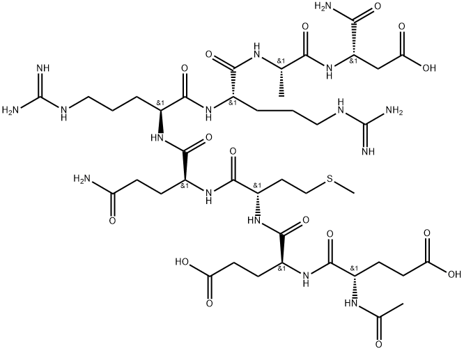 N-Acetyl-L-alpha-glutamyl-L-alpha-glutamyl-L-methionyl-L-glutaminyl-L-arginyl-L-arginyl-L-alanyl-L-alpha-asparagine Structure