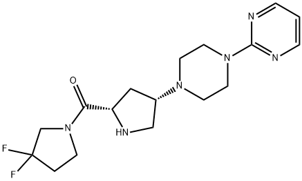 (3,3-二氟吡咯烷-1-基)[(2S,4S)-4-[4-(嘧啶-2-基)哌嗪-1-基]吡咯烷-2-基]甲酮,869490-23-3,结构式