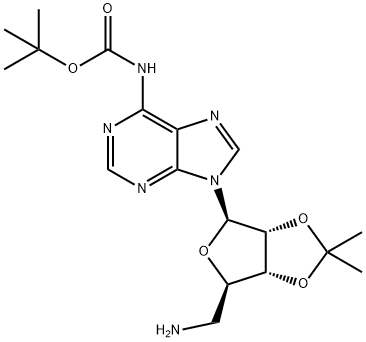 tert-butyl 9-((3aR,4R,6R,6aR)-6-(aminomethyl)-2,2-dimethyltetrahydrofuro[3,4-d][1,3]dioxol-4-yl)-9H-purin-6-ylcarbamate Structure