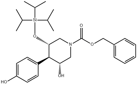 (3R,4R,5S)-3-羟基-4-(4-羟基苯基)-5-(三异丙基硅氧基)哌啶-1-甲酸苄酯,873945-27-8,结构式