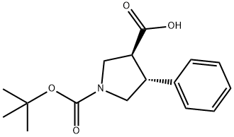 (3S,4R)-1-叔丁氧羰基-4-苯基吡咯烷-3-羧酸,884048-45-7,结构式