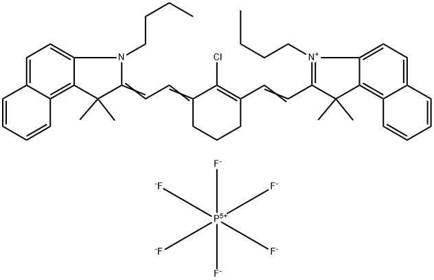 3-Butyl-2-(2-[3-[2-(3-butyl-1,1-dimethyl-1,3-dihydrobenzo[e]indol-2-ylidene)ethylidene]-2-chloro-cyclohex-1-enyl]vinyl)-1,1-dimethyl-1H-benzo[e]indolium hexafluorophosphate Structure
