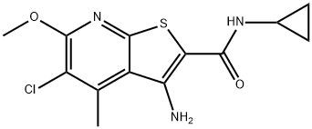 3-AMINO-5-CHLORO-N-CYCLOPROPYL-6-METHOXY-4-METHYLTHIENO[2,3-B]PYRIDINE-2-CARBOXAMIDE Structure