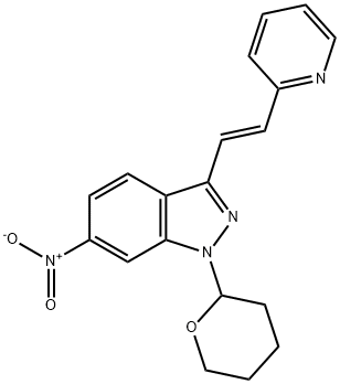 (E)-6-Nitro-3-[2-(pyridin-2-yl)ethenyl]-1-(tetrahydro-2H-pyran-2-yl)-1H-indazole|(E)-6-硝基-3-[2-(吡啶-2-基)乙烯基]-1-(四氢-2H-吡喃-2-基)-1H-吲唑