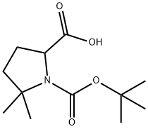 1-(tert-butoxycarbonyl)-5,5-dimethylpyrrolidine-2-carboxylic acid Struktur