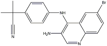 2-(4-(3-氨基-6-溴喹啉-4-基氨基)苯基)-2-甲基丙腈 结构式