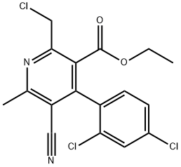 ethyl 2-(chloromethyl)-4-(2,4-dichlorophenyl)-5-cyano-6-methylpyridine-3-carboxylate 化学構造式