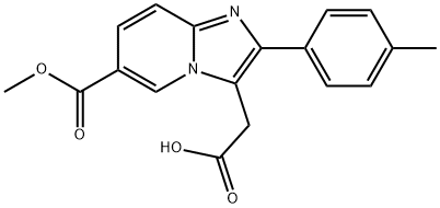 6-(Methoxycarbonyl)-2-(4-methylphenyl)imidazo[1,2-a]pyridine-3-acetic Acid, 结构式