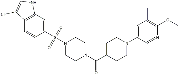 Methanone, [4-[(3-chloro-1H-indol-6-yl)sulfonyl]-1-piperazinyl][1-(6-methoxy-5-methyl-3-pyridinyl)-4-piperidinyl]- Structure