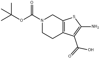 2-アミノ-6-(TERT-ブチルトキシカルボニル)-4,5,6,7-テトラヒドロチエノ[2,3-C]ピリジン-3-カルボン酸 化学構造式