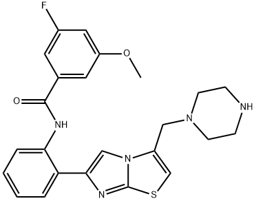 3-fluoro-5-methoxy-N-(2-(3-(piperazin-1-ylmethyl)imidazo[2,1-b]thiazol-6-yl)phenyl)benzamide Structure