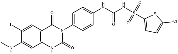 5-氯-N-[[[4-[6-氟-1,4-二氢-7-(甲基氨基)-2,4-二氧代-3(2H)-喹唑啉基]苯基]氨基]羰基]-2-噻吩磺酰胺,936500-94-6,结构式
