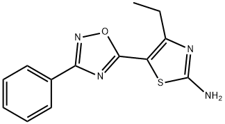 4-エチル-5-(3-フェニル-1,2,4-オキサジアゾール-5-イル)-1,3-チアゾール-2-アミン 化学構造式