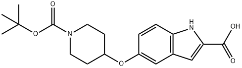 6-(1-(tert-butoxycarbonyl)piperidin-4-yloxy)-1H-indole-2-carboxylic acid Structure