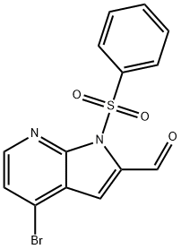 4-Bromo-1-phenylsulfonyl-7-azaindole-2-carboxyaldehyde Structure