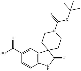 1'-(TERT-BUTOXYCARBONYL)-2-OXOSPIRO[INDOLINE-3,4'-PIPERIDINE]-5-CARBOXYLIC ACID Struktur