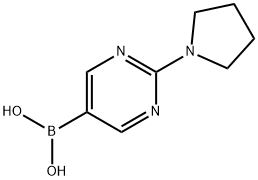 2-ピロリジノピリミジン-5-ボロン酸 化学構造式