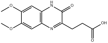 3,4-ジヒドロ-6,7-ジメトキシ-3-オキソ-2-キノキサリンプロパン酸 化学構造式