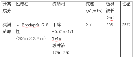 澳洲茄中澳洲茄碱的HPLC测定条件