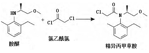 水相反应方法合成精异丙甲草胺的化学反应式