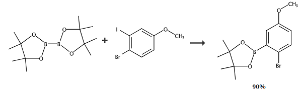  2-溴-5-甲氧基苯硼酸频那醇酯的合成路线