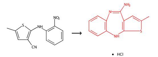 4-氨基-2-甲基-10H-噻吩[2,3-b][1,5]苯并二氮杂卓盐酸盐的合成路线