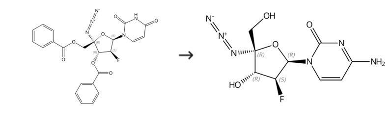 4-氨基-1-(4-C-叠氮基-2-脱氧-2-氟-BETA-D-呋喃阿拉伯糖基)-2(1H)-嘧啶酮的合成路线