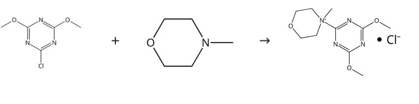 图1 4-(4，6-二甲氧基三嗪-2-基)-4-甲基吗啉盐酸盐的合成路线