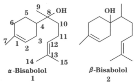 红没药醇的α-体和β-体结构