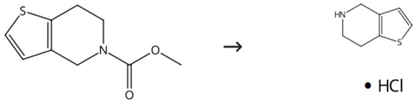 图2 4，5，6，7-四氢噻吩[3，2-c]吡啶盐酸盐的合成路线