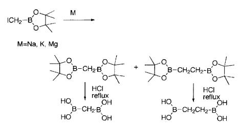 双[(频哪醇)硼基]甲烷的合成路线图