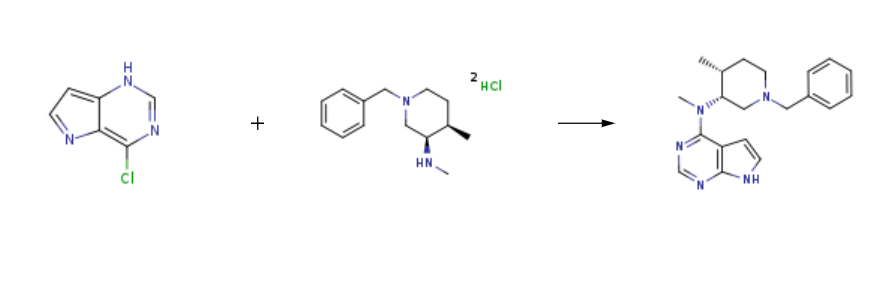N-((3R,4R)-1-benzyl-4-methylpiperidin-3-yl)-N-methyl-7H-pyrrolo[2,3-d]pyrimidin-4-amine synthesis