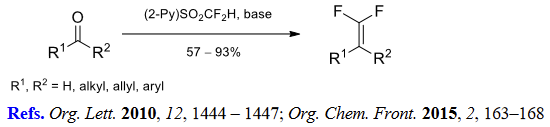 gem-Difluoroolefination of aldehydes and ketones.