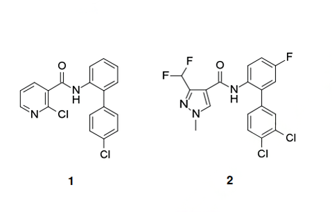  Boscalid 1 and bixafen 2