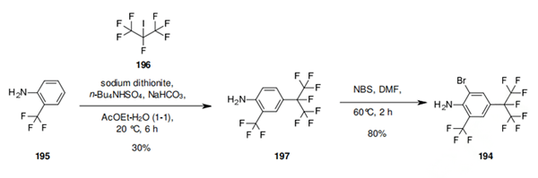 Synthesis of aniline 194