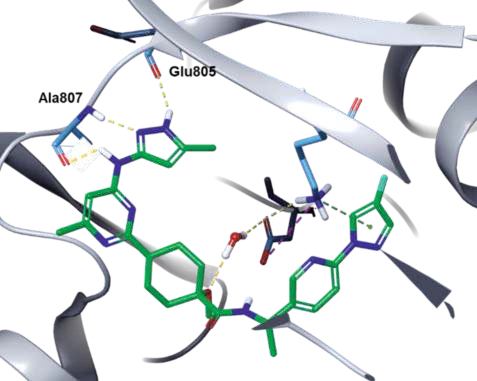 Figure 1. Co-crystal structure of pralsetinib–RET (PDB ID: 7JU5). Figure 1. Co-crystal structure of pralsetinib–RET (PDB ID: 7JU5).