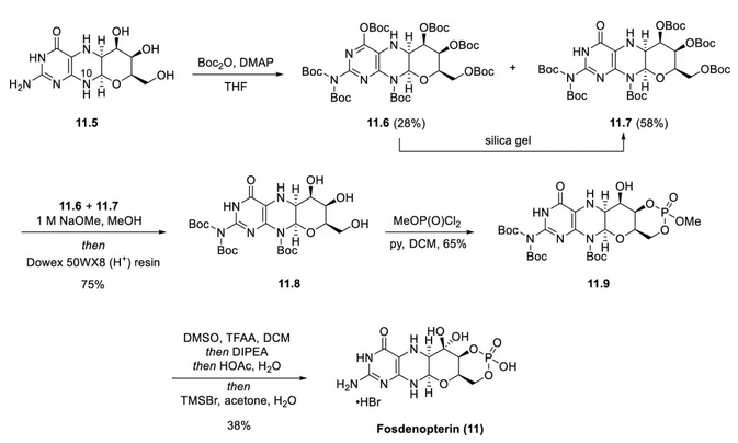 图.2 Fosdenopterin(11)的合成