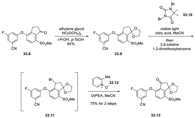 Figure 2. Synthesis of indanone ketal 33.13 Figure 2. Synthesis of indanone ketal 33.13