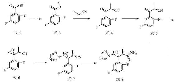 艾沙康唑中间体8的制备路线