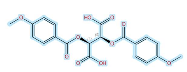 D-(+)-二对甲氧基苯甲酰酒石酸的化学结构式 D-(+)-二对甲氧基苯甲酰酒石酸的化学结构式