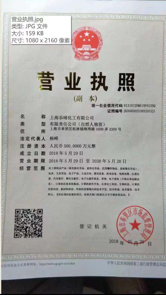 Business License Of EnterpriseLegal Person