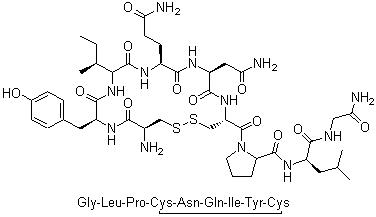 CAS # 50-56-6, Oxytocin, (2S)-1-[(4R,7S,10S,13S,16S,19R)-19-amino-13-[(2S)-butan-2-yl]-10-(2-carbamoylethyl)-7-(carbamoylmethyl)-16-[(4-hydroxyphenyl)methyl]-6,9,12,15,18-pentaoxo-1,2-dithia-5,8,11,14,17-pentazacycloicosane-4-carbonyl]-N-[(1S)-1-(carbamoylmethylcarbamoyl)-3-methyl-butyl]pyrrolidine-2-carboxamide
