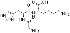 CAS # 49557-75-7, Growth-modulating peptide, Liver growth factor, Glycyl-L-Histidyl-L-Lysine, (2S)-6-Amino-2-[[(2S)-2-[(2-aminoacetyl)amino]-3-(1H-imidazol-5-yl)propanoyl]amino]hexanoic acid