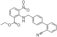CAS # 136285-67-1, Ethyl-2-[[(2'-cyanobiphenyl-4-yl)methyl]amino]-3-nitrobenzoate, 2-[[(2'-Cyano[1,1'-biphenyl]-4-yl)methyl]amino]-3-nitro-benzoic acid ethyl ester