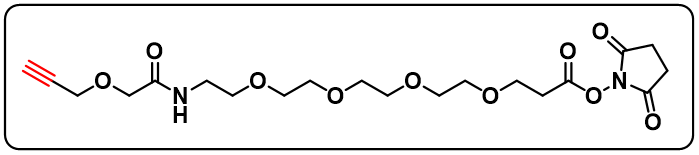 Propargyl-O-C1-amido-PEG4-C2-NHS ester