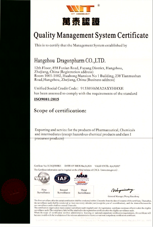 Certificate of accreditation