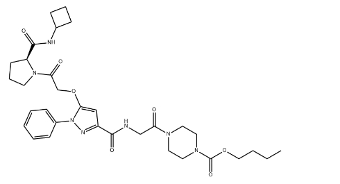 1-Piperazinecarboxylic acid, 4-[2-[[[5-[2-[(2S)-2-[(cyclobutylamino)carbonyl]-1-pyrrolidinyl]-2-oxoethoxy]-1-phenyl-1H-pyrazol-3-yl]carbonyl]amino]acetyl]-, butyl ester