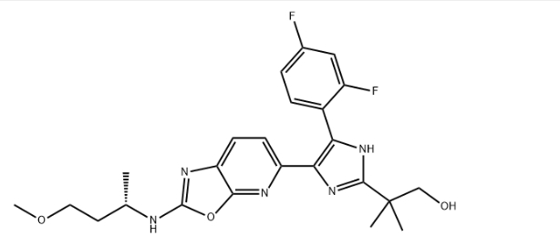 (S)-2-(5-(2,4-difluorophenyl)-4-(2-((4-methoxybutan-2-yl)amino)oxazolo[5,4-b]pyridin-5-yl)-1H-imidazol-2-yl)-2-methylpropan-1-ol