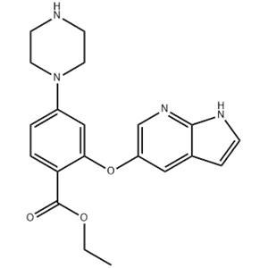Benzoic acid, 4-(1-piperazinyl)-2-(1H-pyrrolo[2,3-b]pyridin-5-yloxy)-, ethyl ester