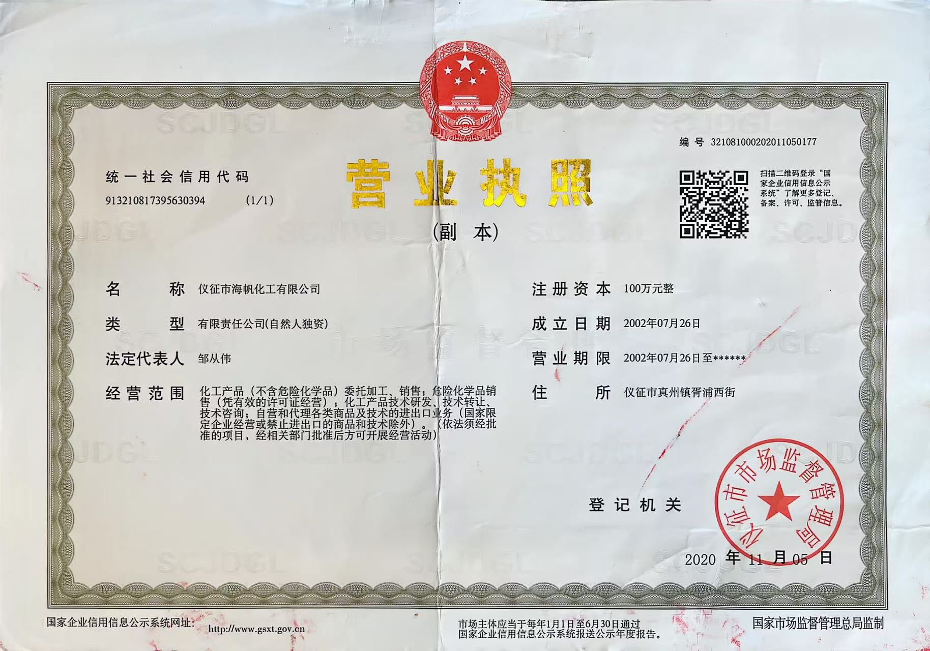 Business License Of EnterpriseLegal Person